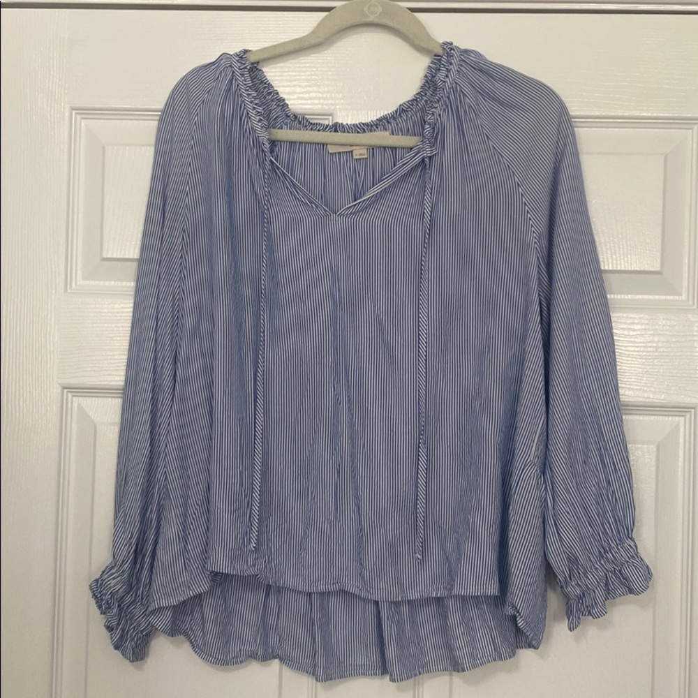 Blue and White striped Blouse from Loft